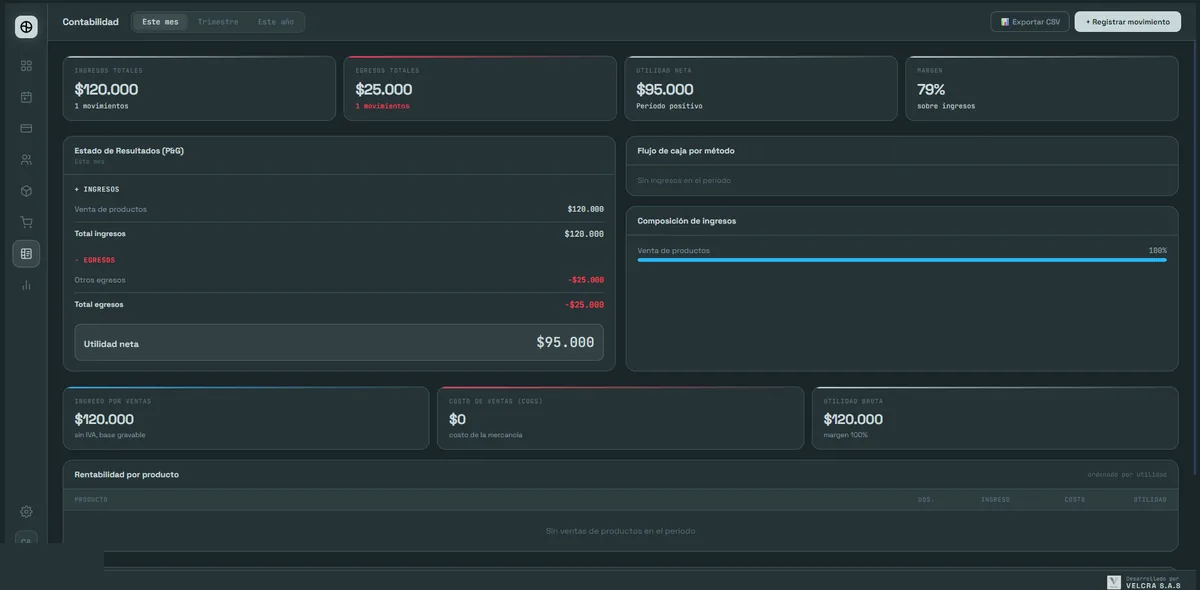 GoMatch: contabilidad con estado de resultados, utilidad neta y rentabilidad